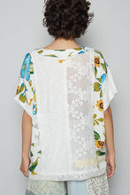 Aqua POL Round neck short sleeve floral knit rib top