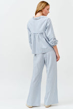Light Blue Striped Wide Pants