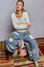 Cream Square neck long sleeve lace printed solid ruffle knit POL top