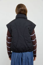Black Sculpted Panel Quilted Mock Neck Puffer Vest