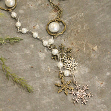 Mixed Metals Adorned With Pearls & Snowflakes Pendant Necklace