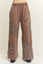 Chocolate Mineral Washed Tweed Daisy patch Wideleg J.Her Pants