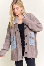 DISTRESSED RIBBED KNIT SWEATER CARDIGAN - CESW4149: MOCHA(BEIGE) / ONESIZE(6)