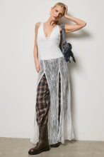 Off White Sheer Lace Maxi Dress with Bodysuit