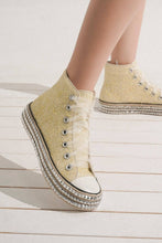 White Shimmer High Top Sneakers