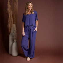 Future Dusk Nika Crepe Tied Short Sleeve V-Neck Blouse