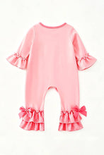 Merry Grin-mas pink printed baby romper