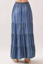 Medium Washed Tencel Tiered Maxi Skirts