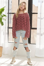 LONG SLEEVE DIAMOND KNIT SWEATER - CESW3862: CHARCOAL / S-M-L(2-2-2)