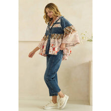 Denim Floral Ruffle Hooded Lace Flannel Oli+Hali Jacket