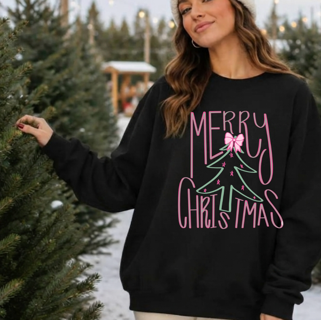 Black Whimsy Merry Christmas Crewneck Sweatshirt