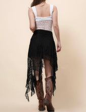 Black Floral Lace Inregular Hem Skirt