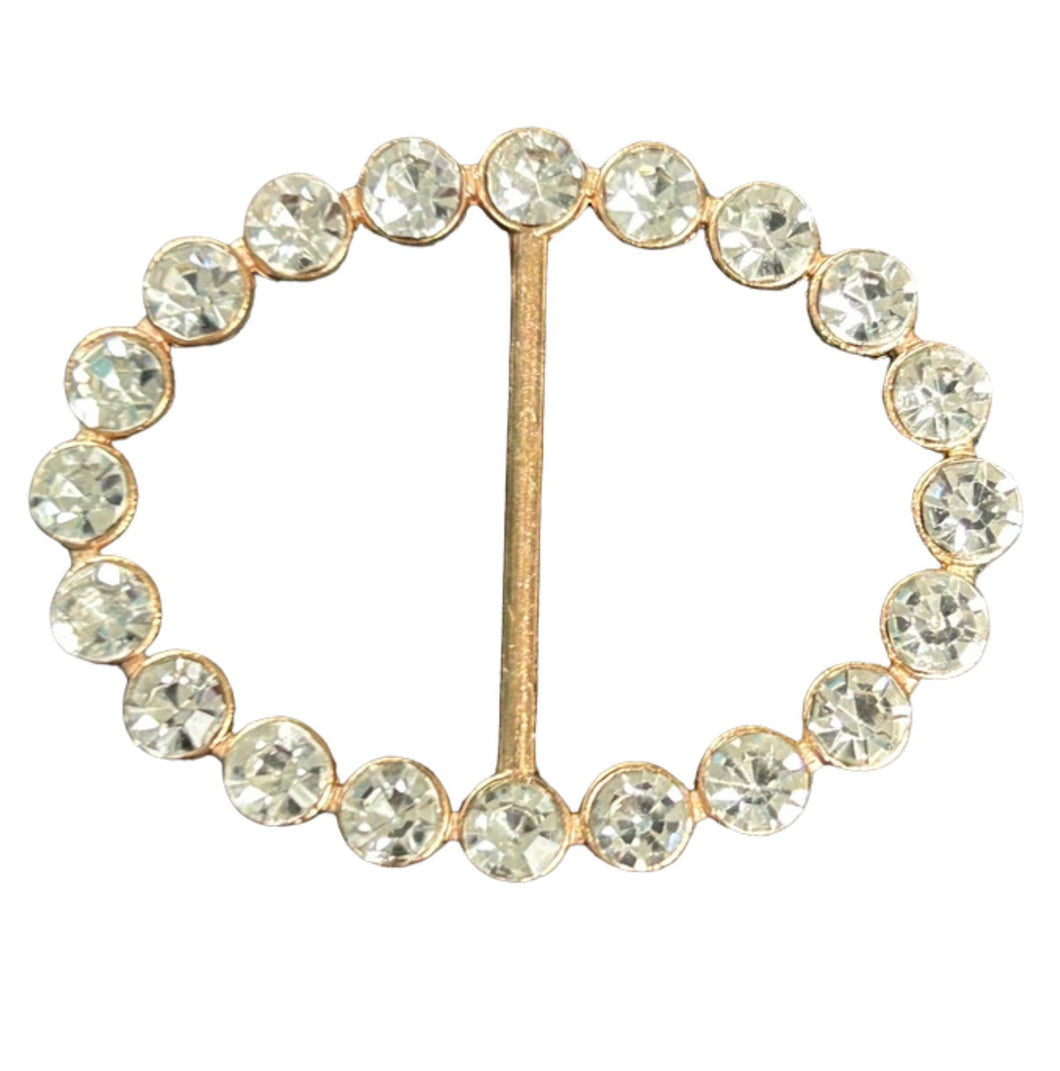 Tee Tie Oval Gold with Clear Blingy Rhinestones