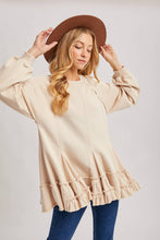 Oatmeal French Terry Ruffled Tiered Hem Tunic Sweatshirt