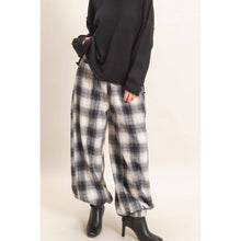 Black Plaid Drawstring Jogger Pants