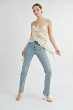 Gold Metallic Asymmetrical Ruffle Cami Top
