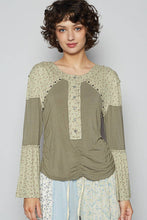 Olive Multi Round neck ruffle sleeve POL Jersey knit top