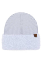 C.C Fur Cuff Beanie Winter Hat: Ivory