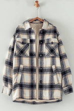 Black Checkered Sherpa Lined Oversized Button Urban Daizy Jacket