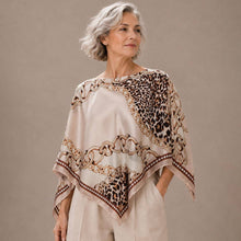 Brown Leopard Chain Print Scarf Poncho