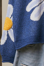 Navy Oversized Daisy Knit Sweater