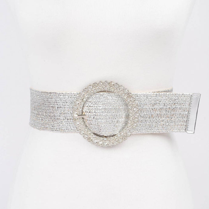 Silver Rhinestone Elastic Belt