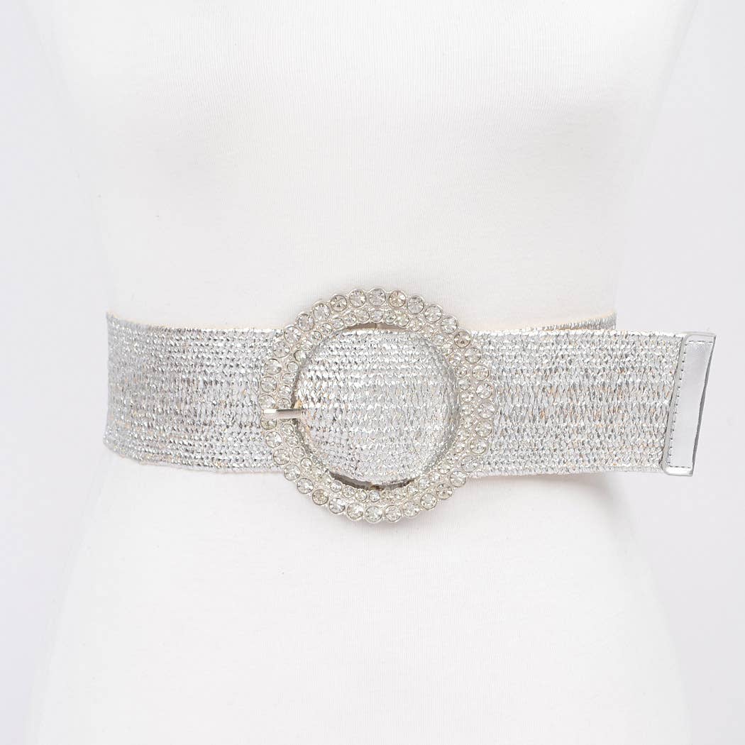 Silver Rhinestone Elastic Belt