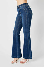 Dark High Waist Angled Side Seam Detail Flare Judy Blue Jeans
