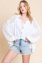 White Lace Mixed Oversized Shirt