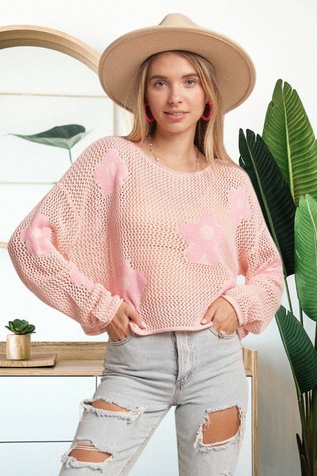 Blush Lightweight Floral Sweater Top