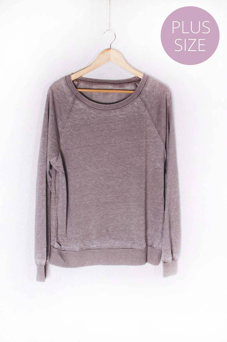 Light Grey Plus Long Sleeve Rib Cuff & Hem Sweatshirt