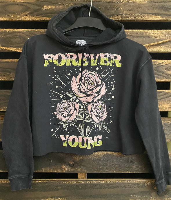 Forever Young Acid Wash Cropped Hooded sweatshirt