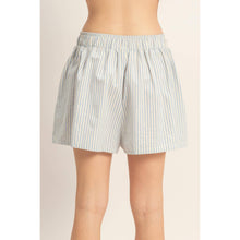 Sky Blue Striped Elastic Waist Shorts