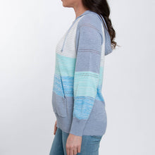 Ocean Avalon Crochet Color Block Long Sleeve Hooded Pullover