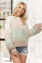 Mint Multi Puff Sleeve Ombre Sweater