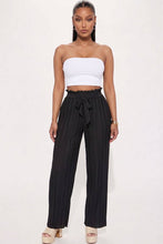 Pleated Stretch Crepe Pull-On Wide Leg Tie Front Pants: BLACK / L