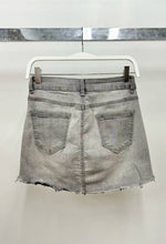 Grey 2-Tone Fringe Hem Dnim Venti Skirt