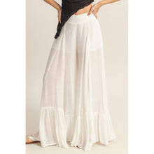 White High-Waist Ruffle Flared Wide Leg HYFVE Pants