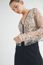 Cream Sheer Embroidered Mesh Peplum Top with Polka Dot Detail