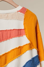 Ivory Mixed Fabric Sun Patchwork Sweatshirt