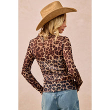 Leopard Mesh Long Sleeve Top