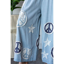 Blue Washed Smocked Peace And Star Patchwork Oli+Hali Pants