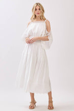 Ivory Solid Laced Cold Shoulder Tiered Maxi Dress