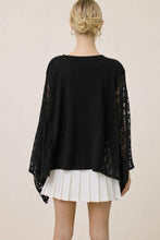 Black Free Bird America 1776 Graphic Lace Wing Oversized Top