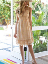 Honey Floral Adjustable Spaghetti Straps V Neck Mini Dress