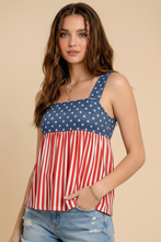 Red Patriotic American Flag Babydoll Tank Top