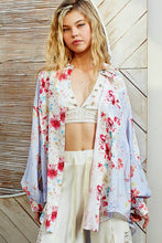 White Lilac Multi Oversize long sleeve print woven button down POL shirt