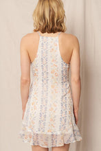 White Blue Coral Sleeveless Mini Ruffle Dress