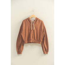 Chestnut V-Neck Drawstring Detail Long Sleeve Crop HYFVE Hoodie