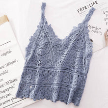 Beige Solid Color Crochet Lace Hollow Camisole Top